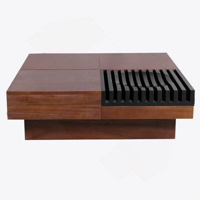 ITALIAN RETRO - INSPIRED ACACIA WOOD STORAGE COFFEE TABLE ,BROWN & BLACK COLOR