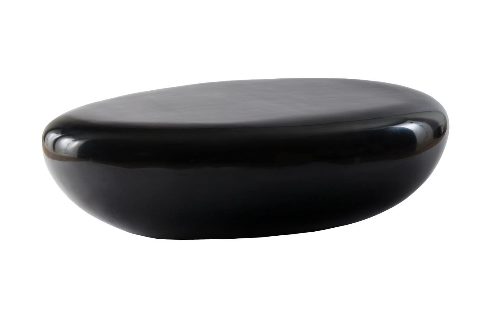 River Stone Solid Coffee Table, 16" H x 54" L x 34" W, Gel Coat Black