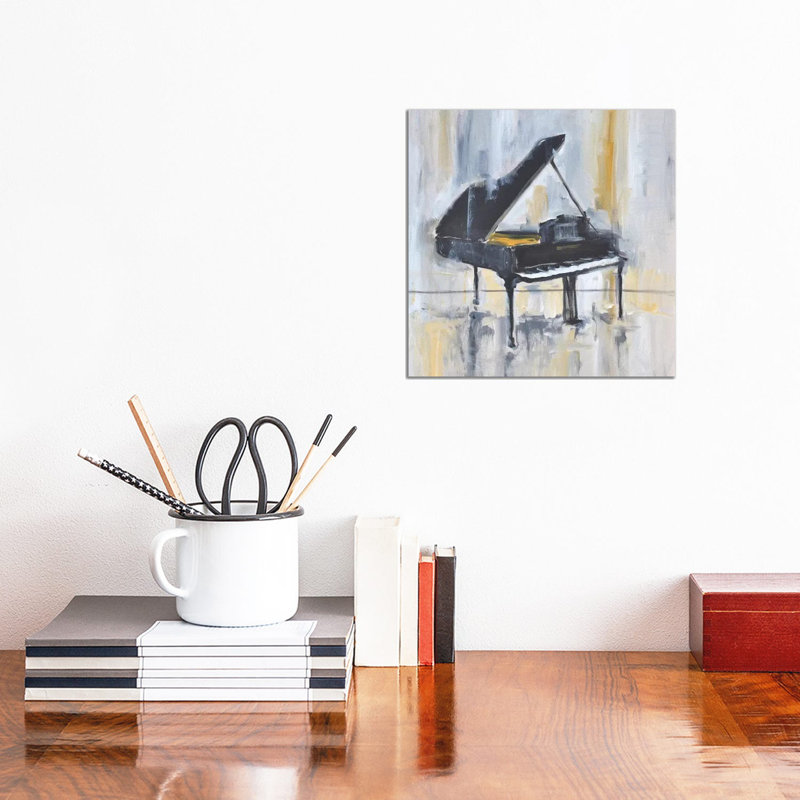 Piano In Gold II by Allayn Stevens - Wrapped Canvas Painting, 30.48 cm H x 30.48 cm W