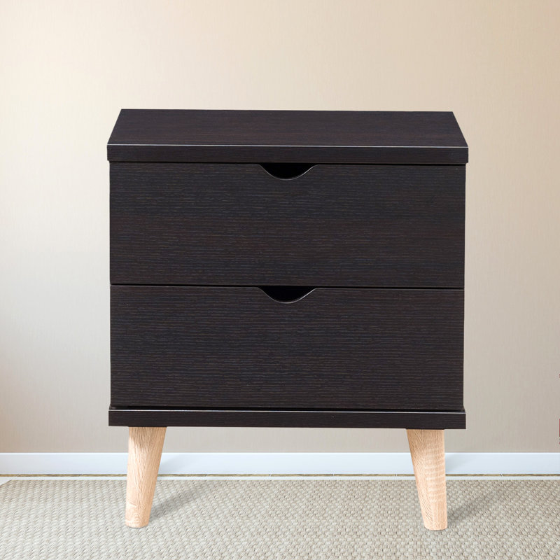 Rustic and Multipurpose Wood 2-Drawer Nightstand