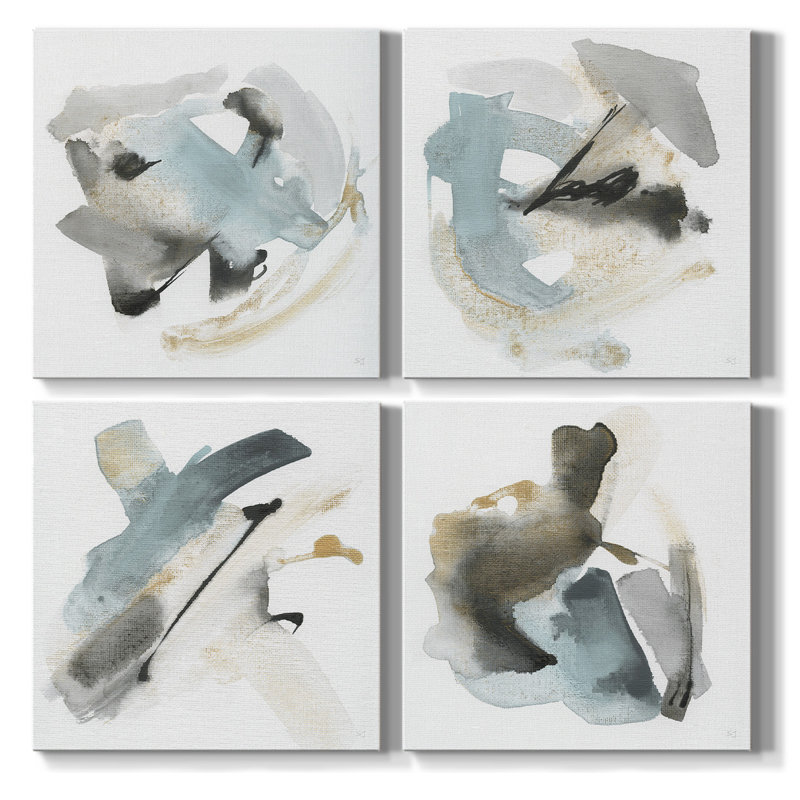 Renditions Gallery - Ensemble de 4 reproductions d'art sur toile encadrées, H 12 po x l 12 po x P 4,5 po