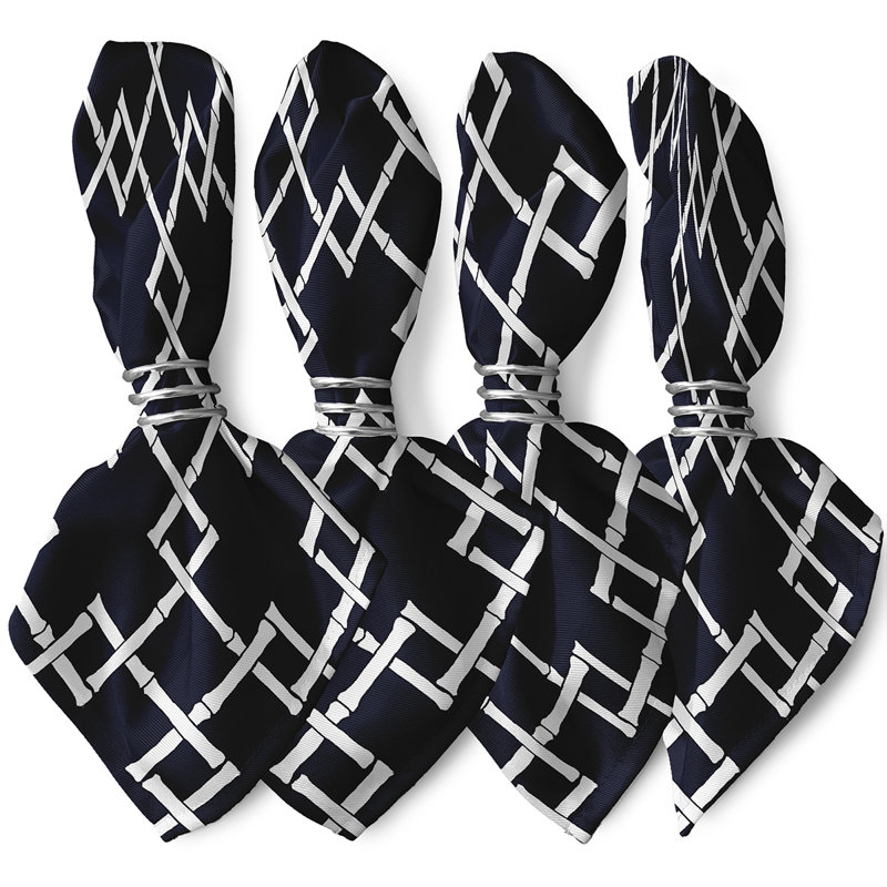 Kwaun Polyester Geometric Square Napkin, Navy