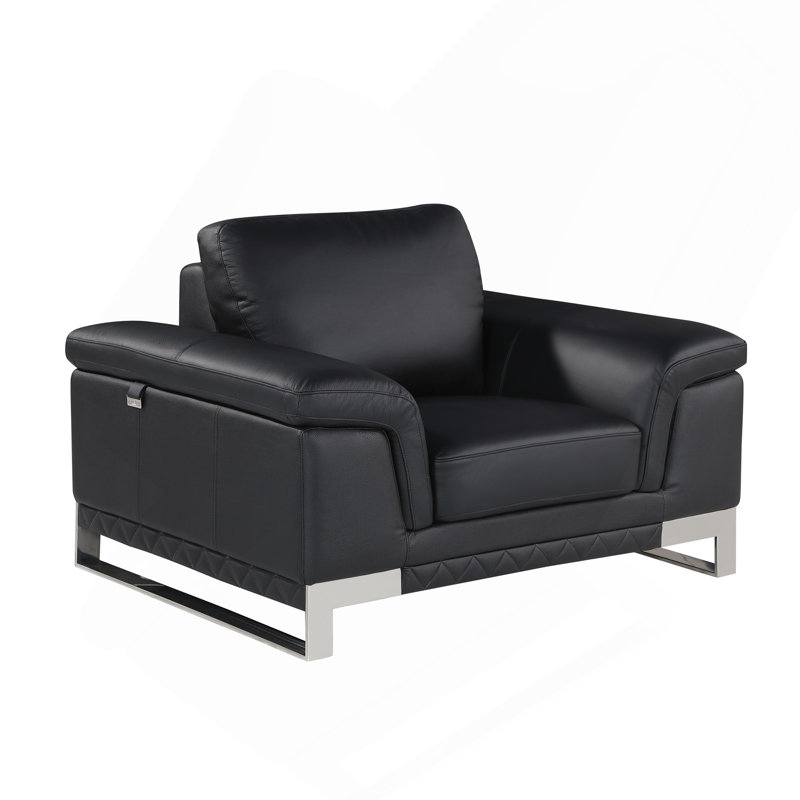 Chaise en cuir fleur, Noir