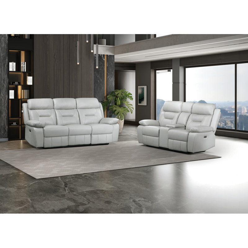 Ensemble 2 pièces: canapé inclinable électrique et causeuse, Silver 2-piece Set