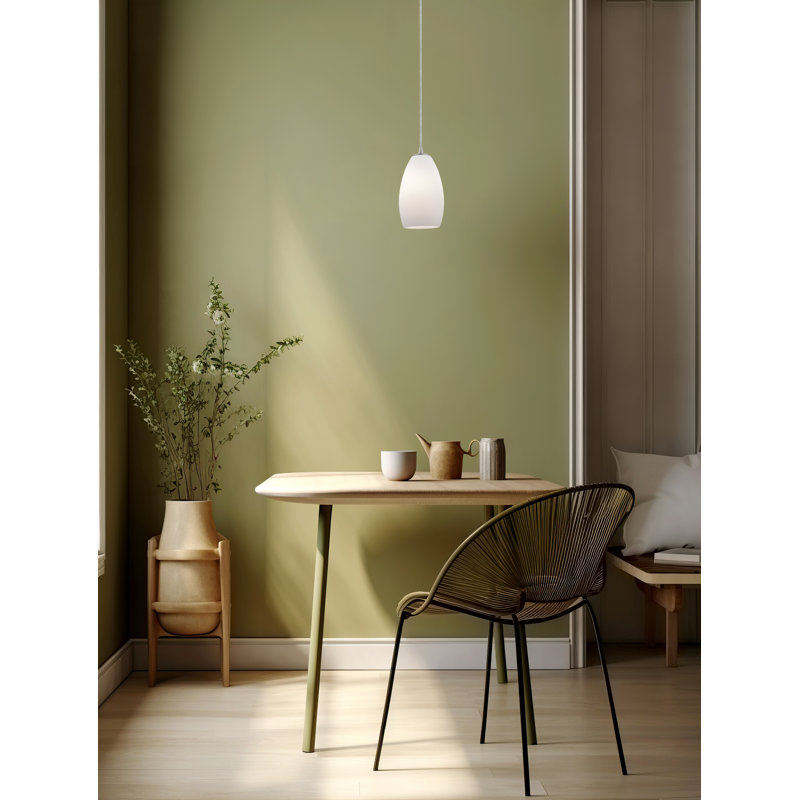 Carballo 1 - Light Single Pendant, Brushed Steel, Opal