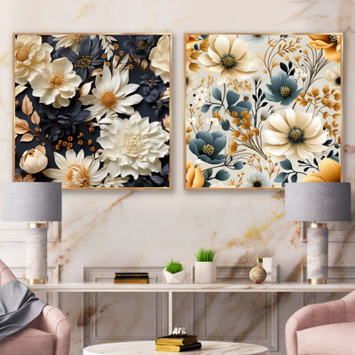 Larocque - Ensemble de 2 collages carrés floraux