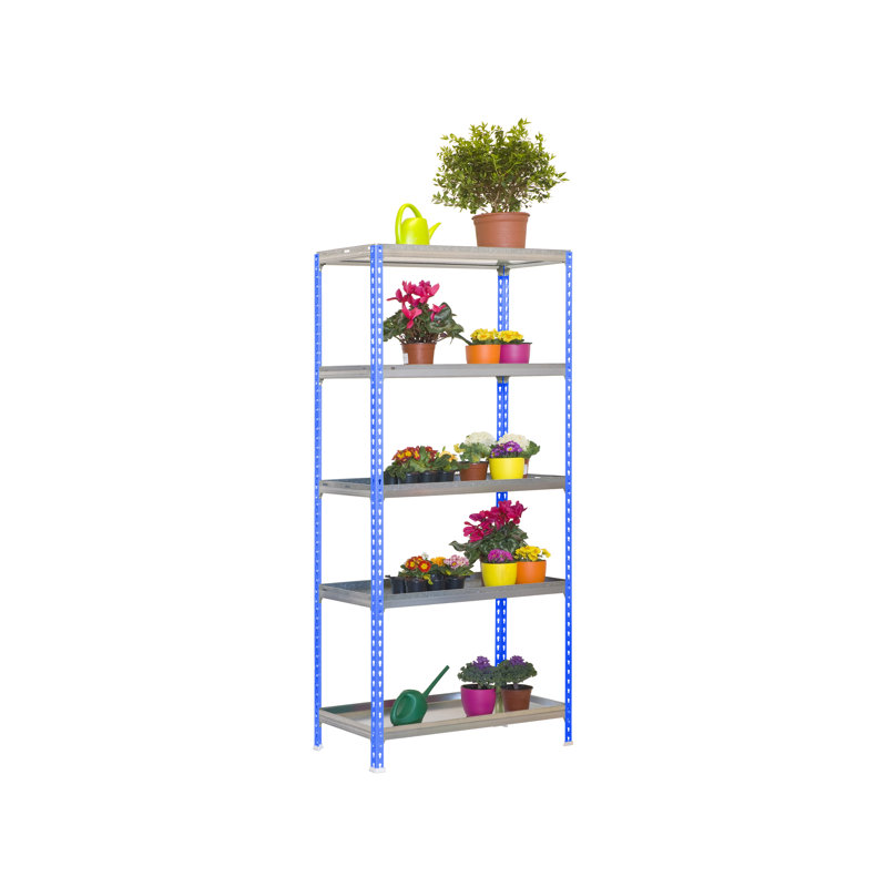 Amamda 90 cm W Adjustable Height Shelving Unit, 180cm H x 90cm W x 40cm D, Blue/Galvanized