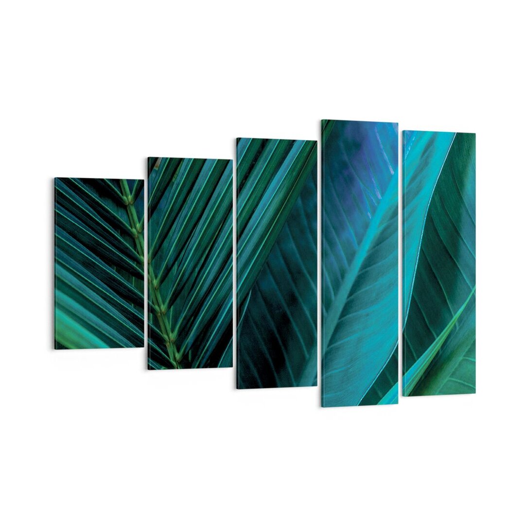 5-tlg. Leinwandbilder-Set Leaf Tropics Green