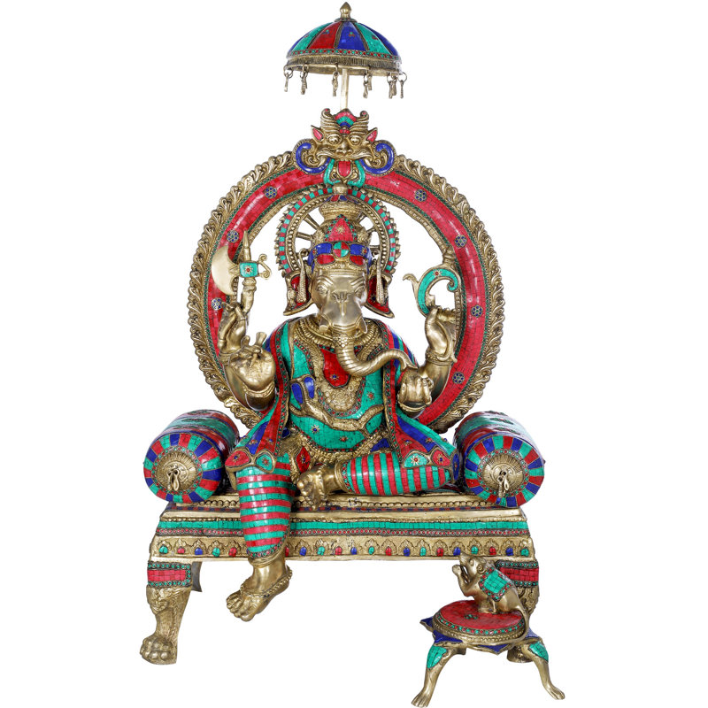 Lord Ganesha assis sur un trône royal - Grand