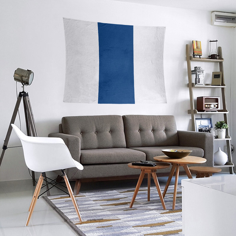 Tapisserie de polyester Toronto, H 51 po x l 60 po, Blanc, bleu, jaune