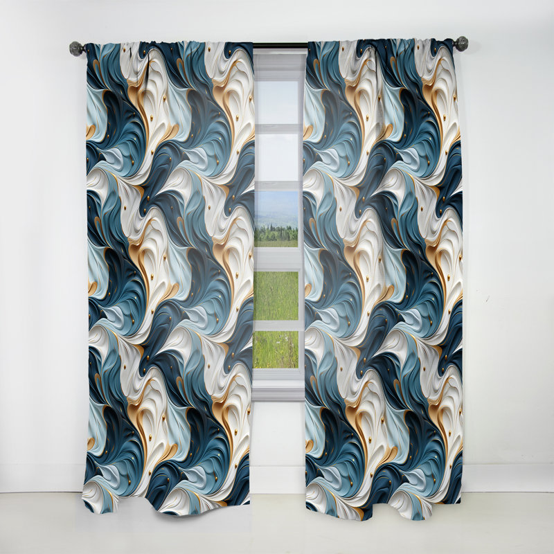 Tribal Fusion Marble Motif II - Rideau obscurcissant en marbre abstrait - 1 panneaux, L 52 po x L 84 po