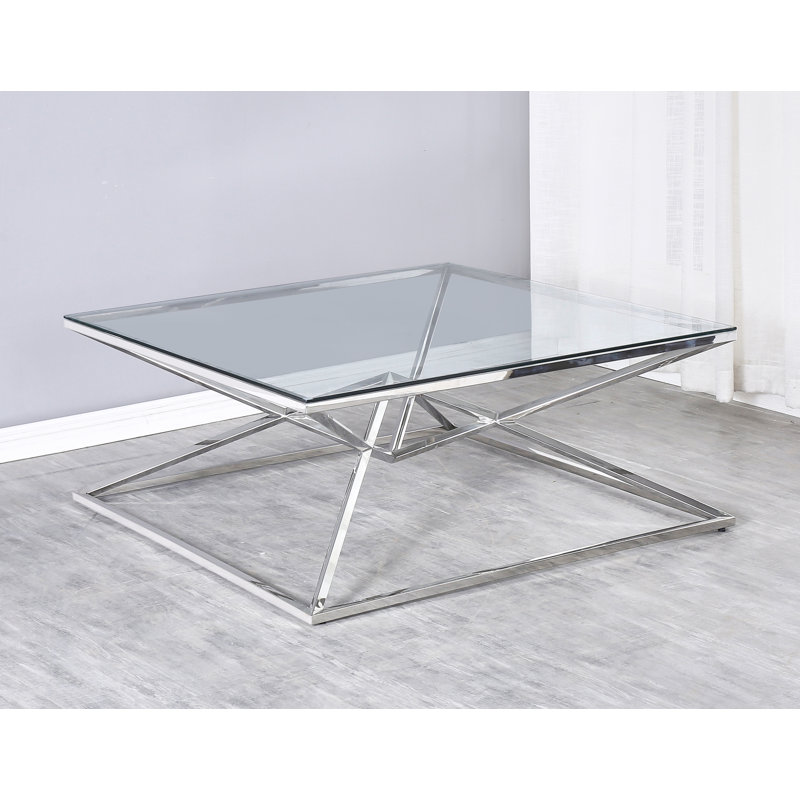 Table basse Connall (carré | argent) , Argent argent, L 39 po x l 39 po x H 18 po