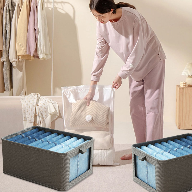 Bac de rangement en tissu Rebrilliant, gris