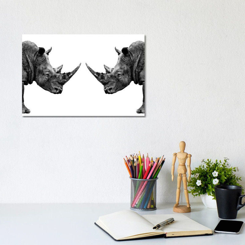 Rhinos Face To Face White Edition by Philippe Hugonnard - Gallery-Wrapped Canvas Giclée on Canvas, Wrapped Canvas