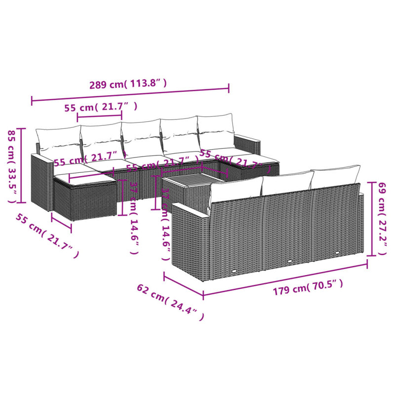  Garden Sofa Set Grey