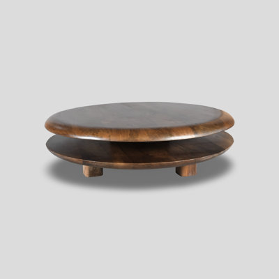 Emmeline  Round Two Tiered Floating Solid Wood Coffee Table
