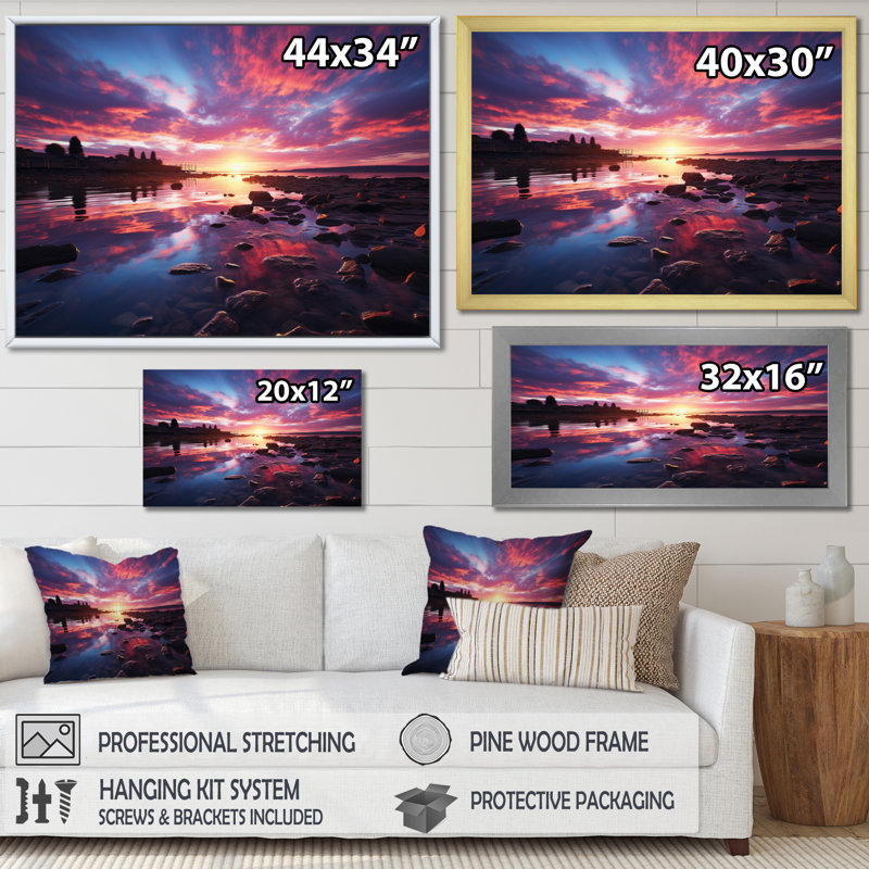 Coucher de soleil céleste symphonie V, H 30 po x l 40 po x P 1,5 po, Toile tendue