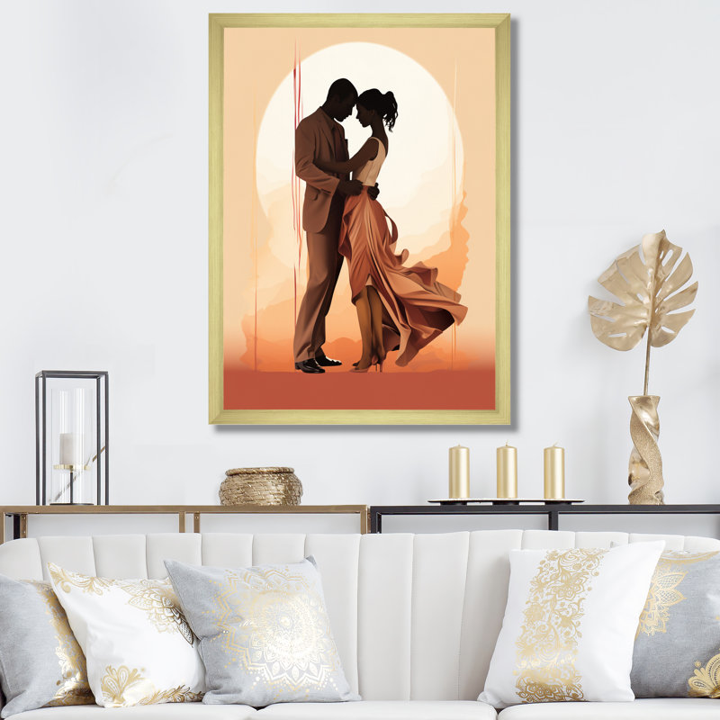 Peach Dance Quiet Ensemble I - Impressions sur toile, H 40 po x l 30 po x P 1,5 po, Encadrement doré