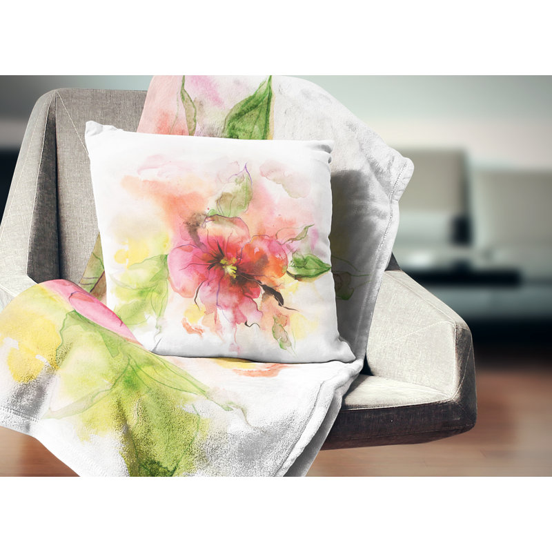 Motif floral rose et rouge - coussin à imprimé floral, 18 po x 18 po, Coussin décoratif
