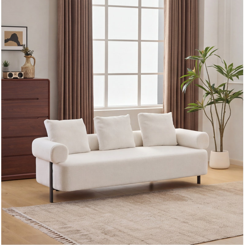 Canapé 78 pouces 78 po Beige Boucle