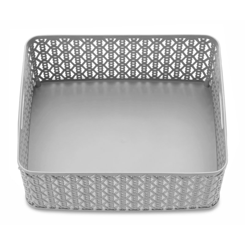 Whitmor Link Stitch Resin Form Rectangular Tote, Grey