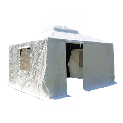 Housse pour pavillon de jardin 10 pi x 12 pi pour abri de jardin à toit rigide, abri de jardin d'hiver universel pour l'extérieur avec parois latérales et fenêtres en filet, housse pour abri de jardin fermé toutes saisons imperméable, blanc