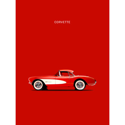«Corvette 1957 Red» par Mark Rogan - reproduction d'art sur toile tendue