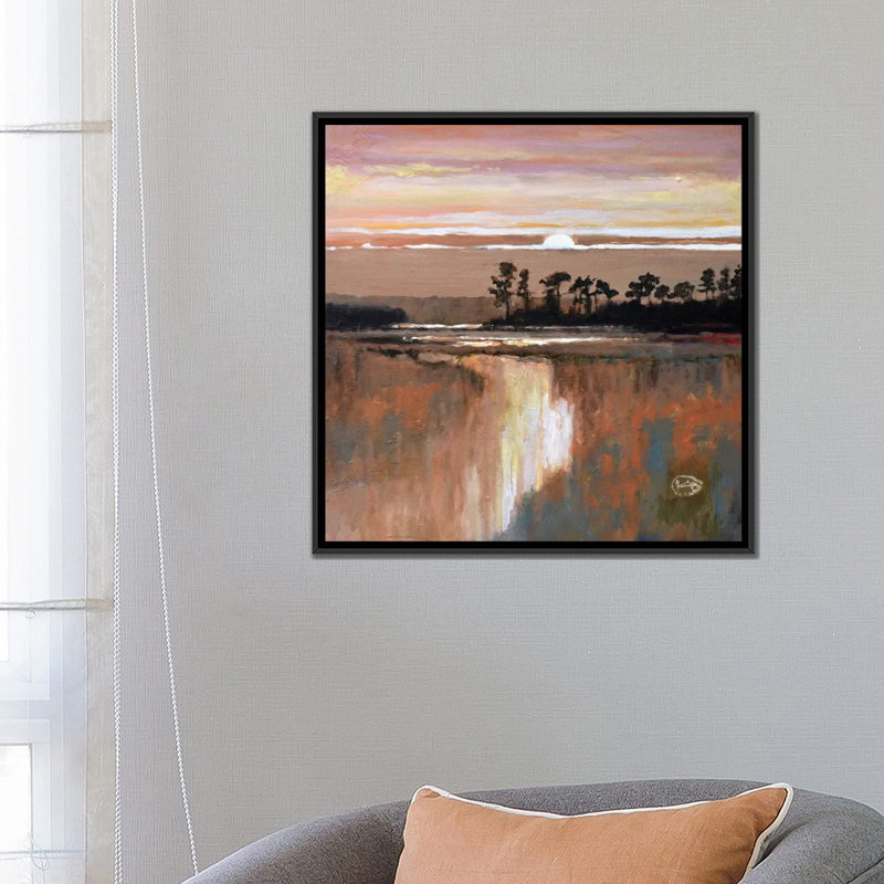«Low Country Moonrise», reproduction sur toile, H 26 po x l 26 po x P 1,5 po, Toile avec cadre noir