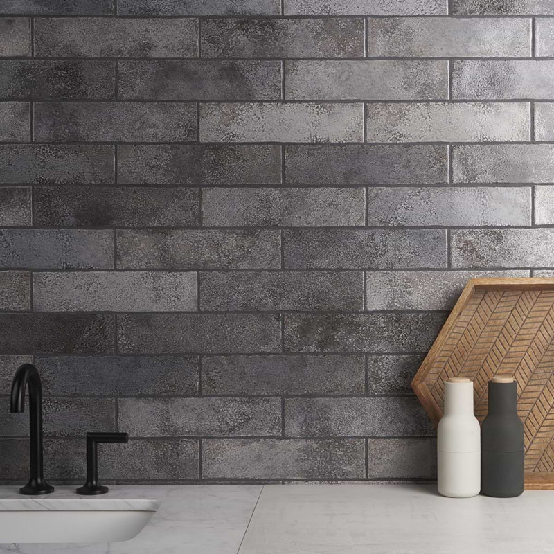 Kalay 3x12 Glossy Ceramic Subway Tile, Antracite