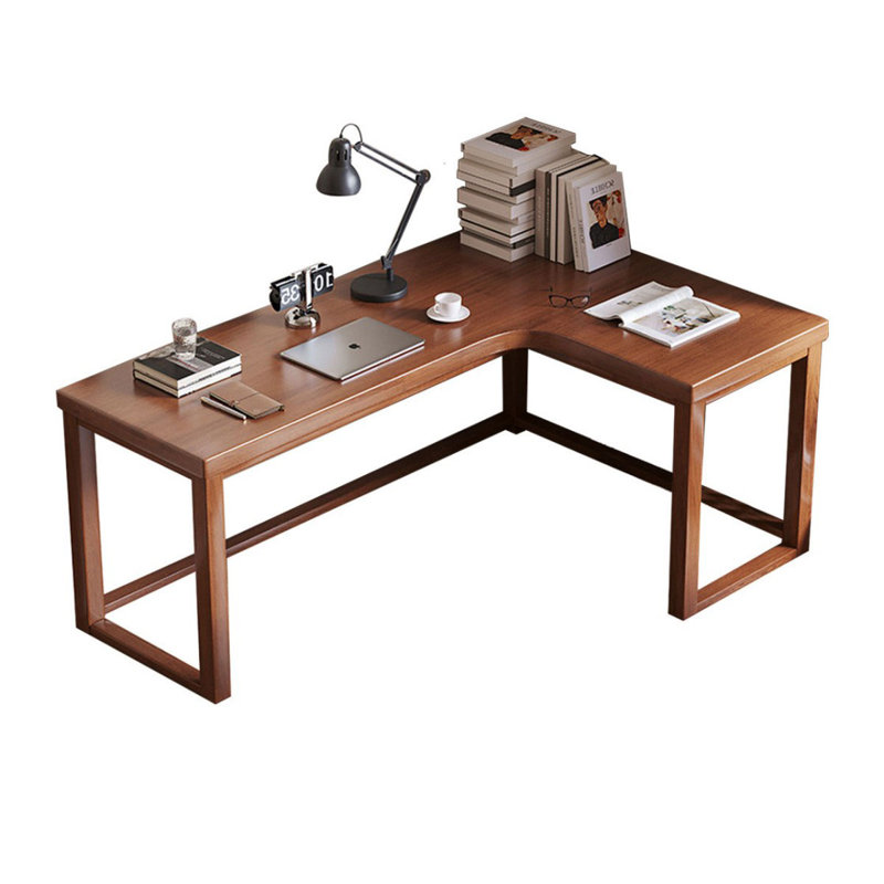 Solid Wood L Shaped  Corner Writing Desk, 29.53" H x 62.99" W x 47.24" D, Nut-Brown/Nut-Brown, Left Hand Return