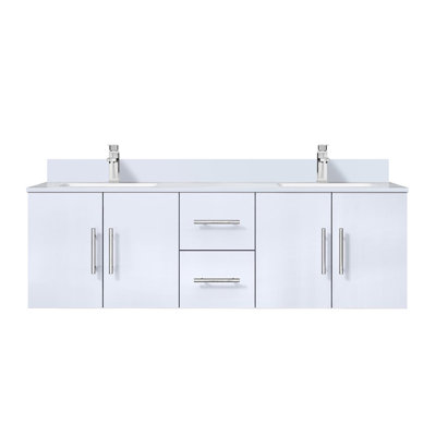 Meuble-lavabo double 60 po X P 22 po D, plateau en marbre de culture et robinet