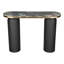 Console à double piétement en marbre véritable noir et or et acier, 43 pouces
