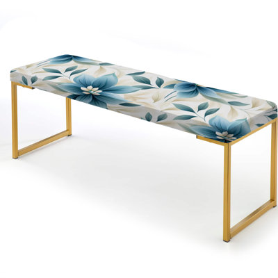 Tranquil Patterns - Floral Upholstered Gold Bench
