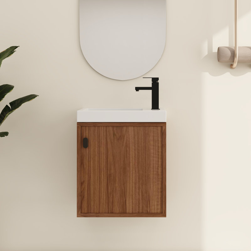 Ensemble de meuble-lavabo simple 18 po avec lavabo en résine Drifor, ensemble de meuble-lavabo simple 18 po avec plateau en résine