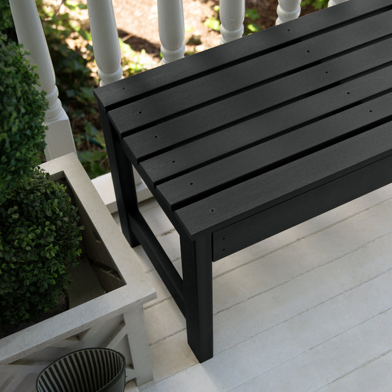 Banc d'extérieur en plastique recyclé Arbnora, Noir, H 17,2 po x l 46,1 po x P 15,8 po