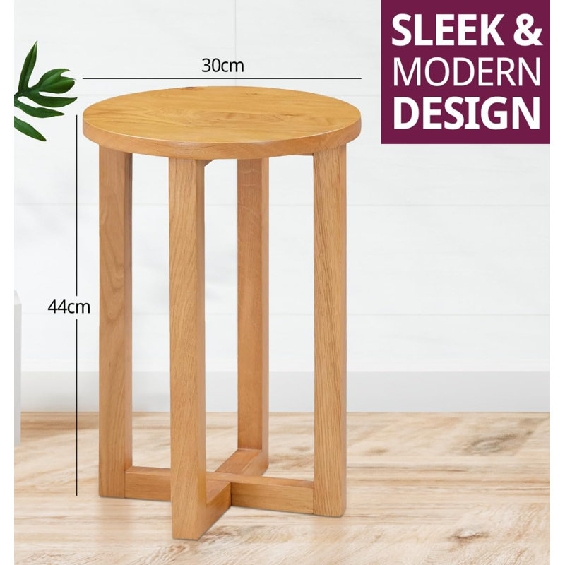 Bittencourt Solid Wood Cross Legs Side Table Set