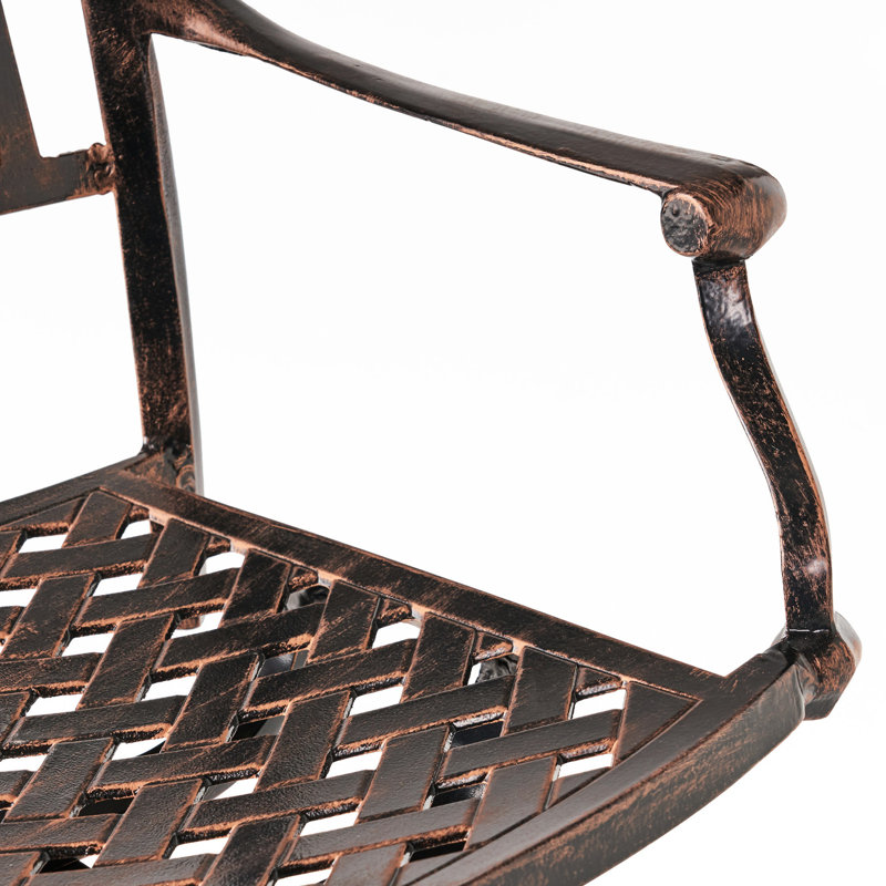 Fonte d'aluminium - Couleur cuivre, 25,31 po de largeur, tabouret confortable de 44,91 po de hauteur, 25,25 po de largeur, pour l'extérieur