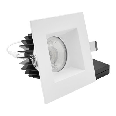 LUXRITE 5 Inch LED Recessed Light, Regressed Spotlight With Square White Trim, 22W, 1800LM, 5CCT, 60° Beam, Dimmable, Twist-N-Lock, CRI90, ETL Listed