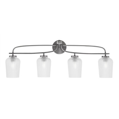 Barre d'éclairage de salle de bain 4 lumières Cavella avec verre de 5 po