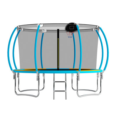 12FT Outdoor Trampoline for Kids & Adults with Safety Net & Ladder,Recreational Trampoline with Basketball Hoop,Anti-rust Galvanized Steel Frame and S