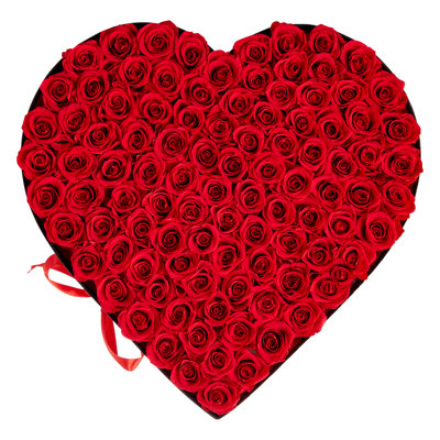 Forever Flowers, 100 Preserved Roses in a Heart Shape Box, Eternal Flowers Immortal Bouquet Birthday Present for Women Her Wife Mothers, Anniversary,