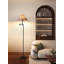 Lampe sur pied en quincaillerie, tissu et marbre de style médiéval