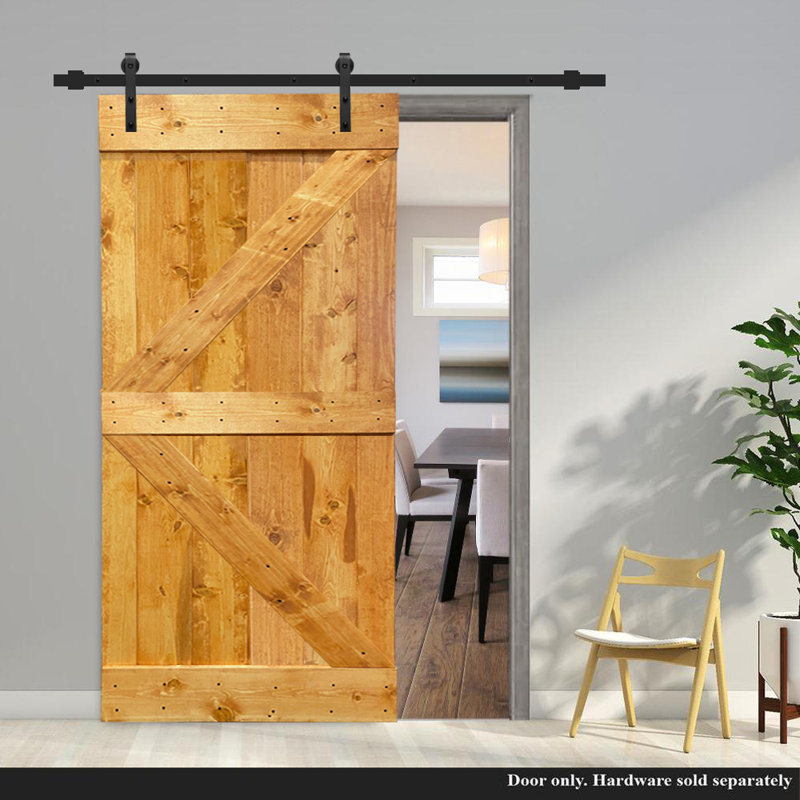 Porte de grange à panneaux en bois et métal K Series sans trousse de quincaillerie d'installation, H 38 po x l 84 po