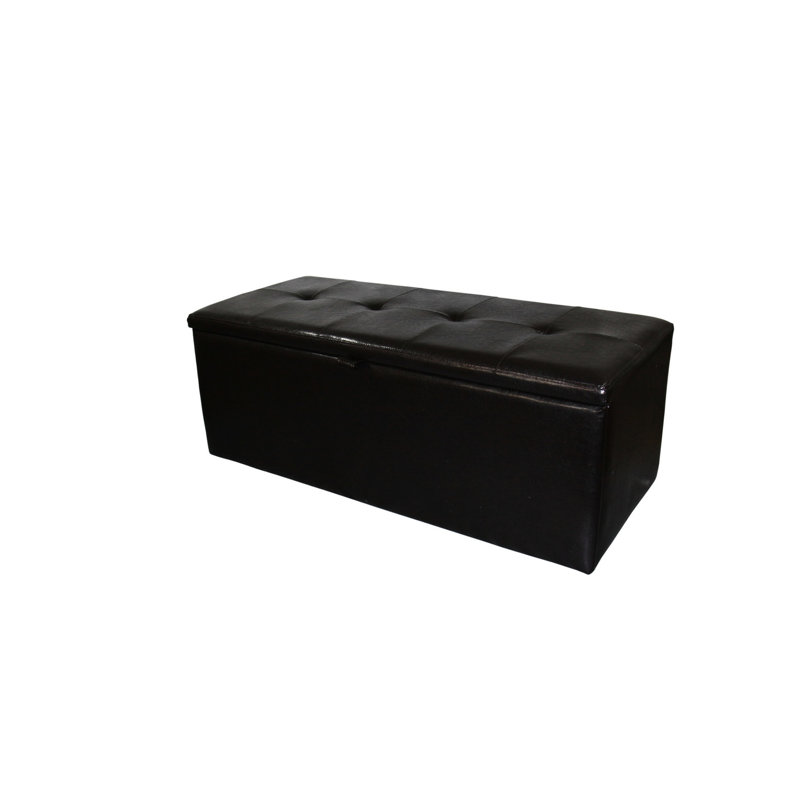 18.5" Tall Brown Leather Upholstered Storage Bench, Front Pull Handle, Single Hinge For Stability, 38.5In L X 12.5In W Storage, 2In 3.5In Legs, 46Lb Product Weight, 40In Depth, 43In Package Depth