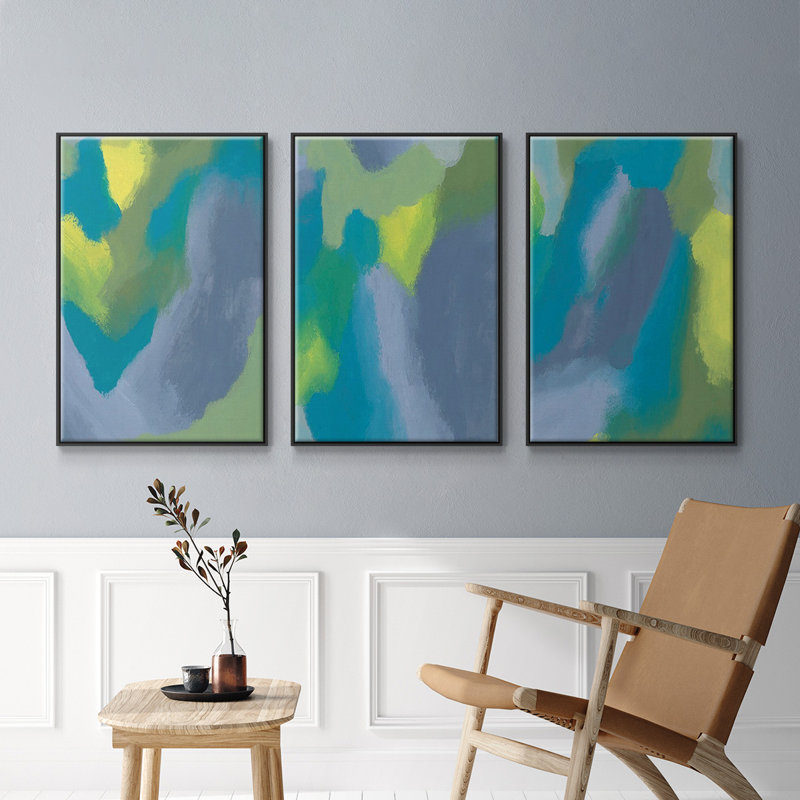 «Lost in Memories I», ensemble de 3 cadres flottants sur toile, Cadre noir, H 36 po x l 72 po x P 2 po