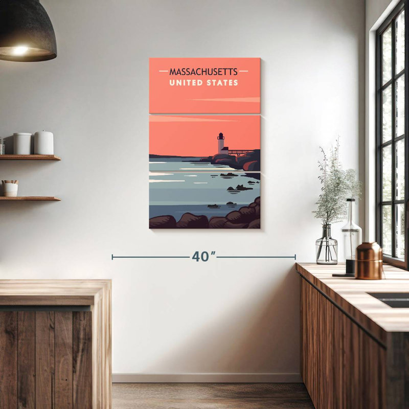 Affiche du phare d'Aletra au Massachusetts, H 38 po x l 24 po