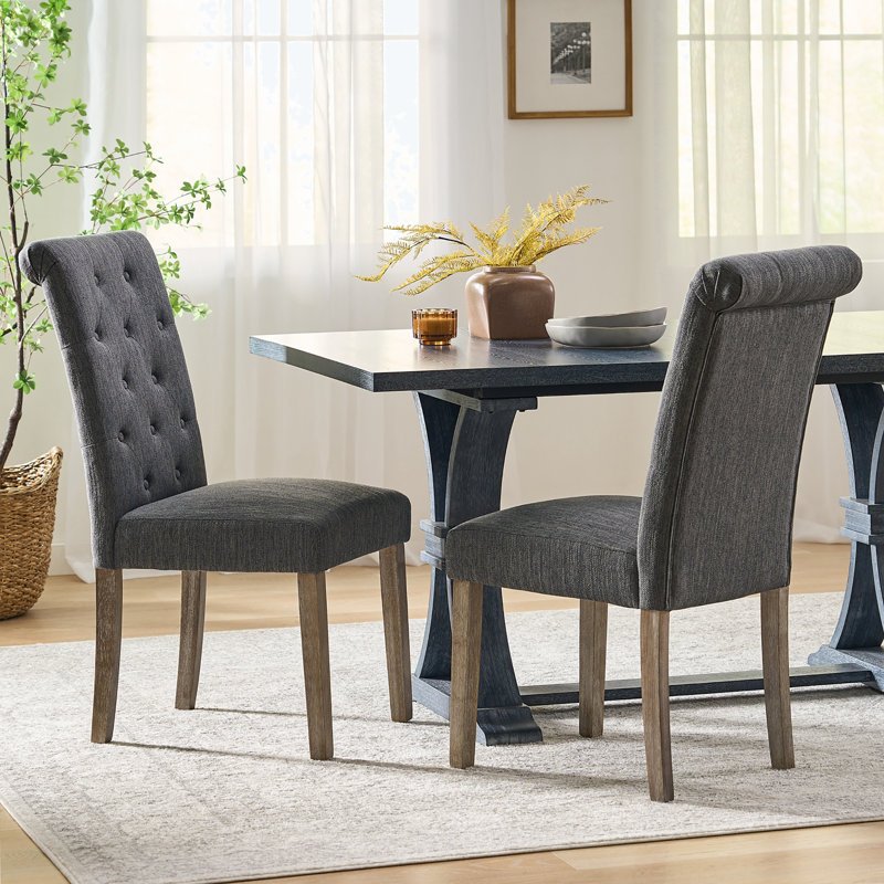 Chaises d'appoint rembourrées en tissu Maurer, Gris anthracite, 2