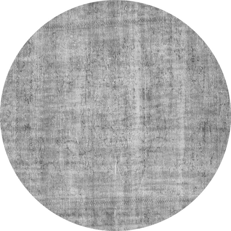 Tapis gris tissé à la machine Yasine, Rond 7 pi
