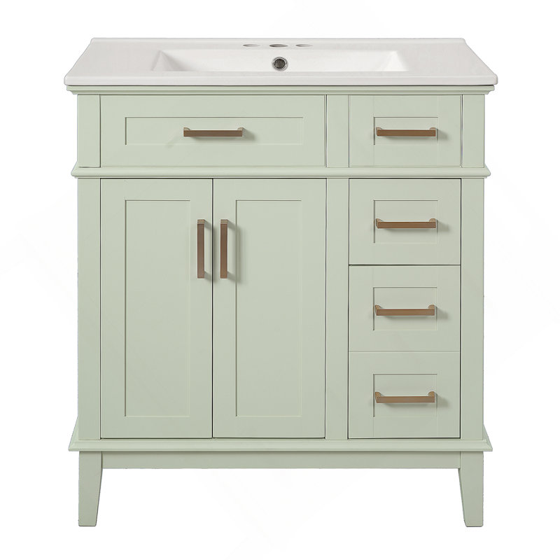 Bathroom Vanity with Resin Sink, 30", Green