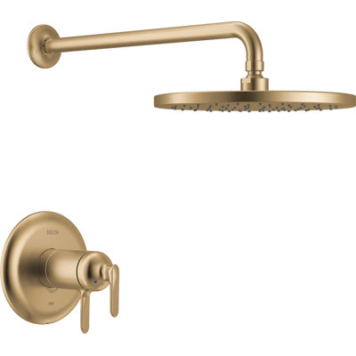 Delta Bonacci 17T Series Dual-Function Thermostatic Rain Shower Faucet Set, Champagne Bronze Rainfall Shower Head and Handle Set, Valve Trim, Lumicoat Champagne Bronze (Valve Not Included)